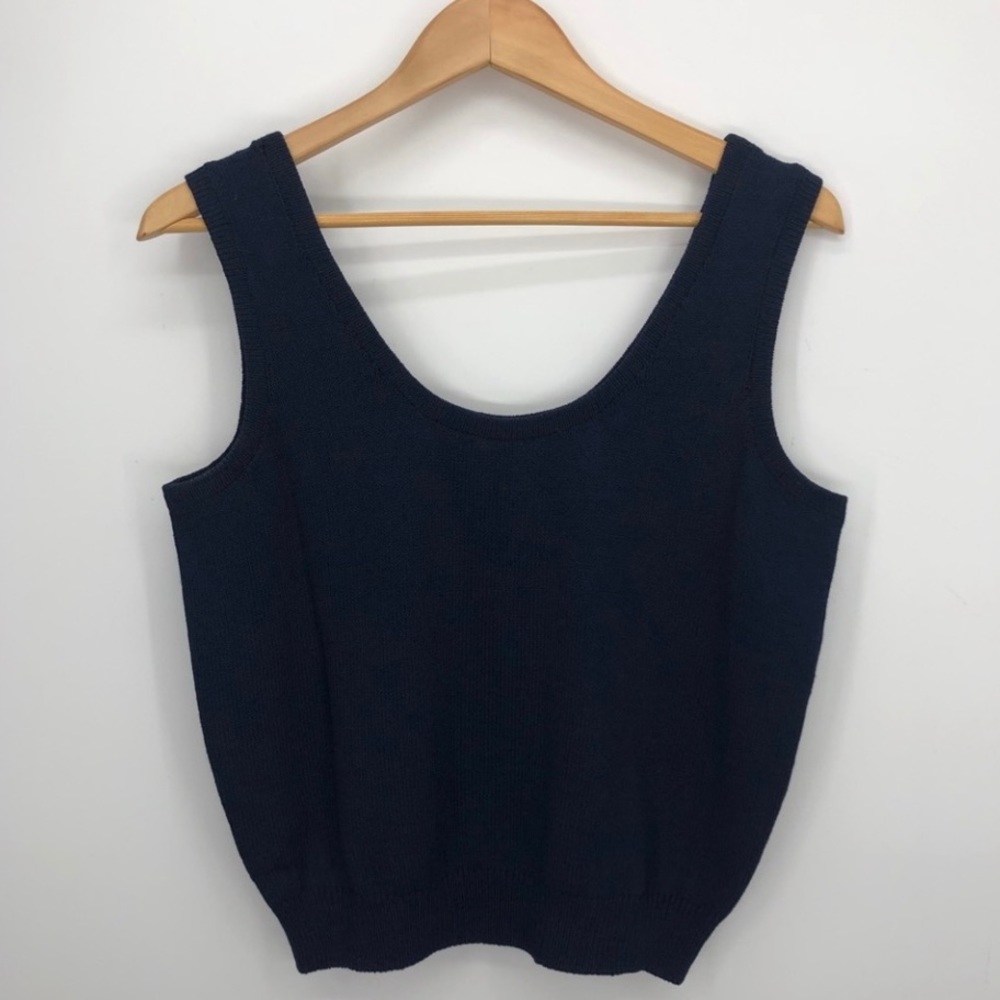 St. John Scoop Neck Navy Tank